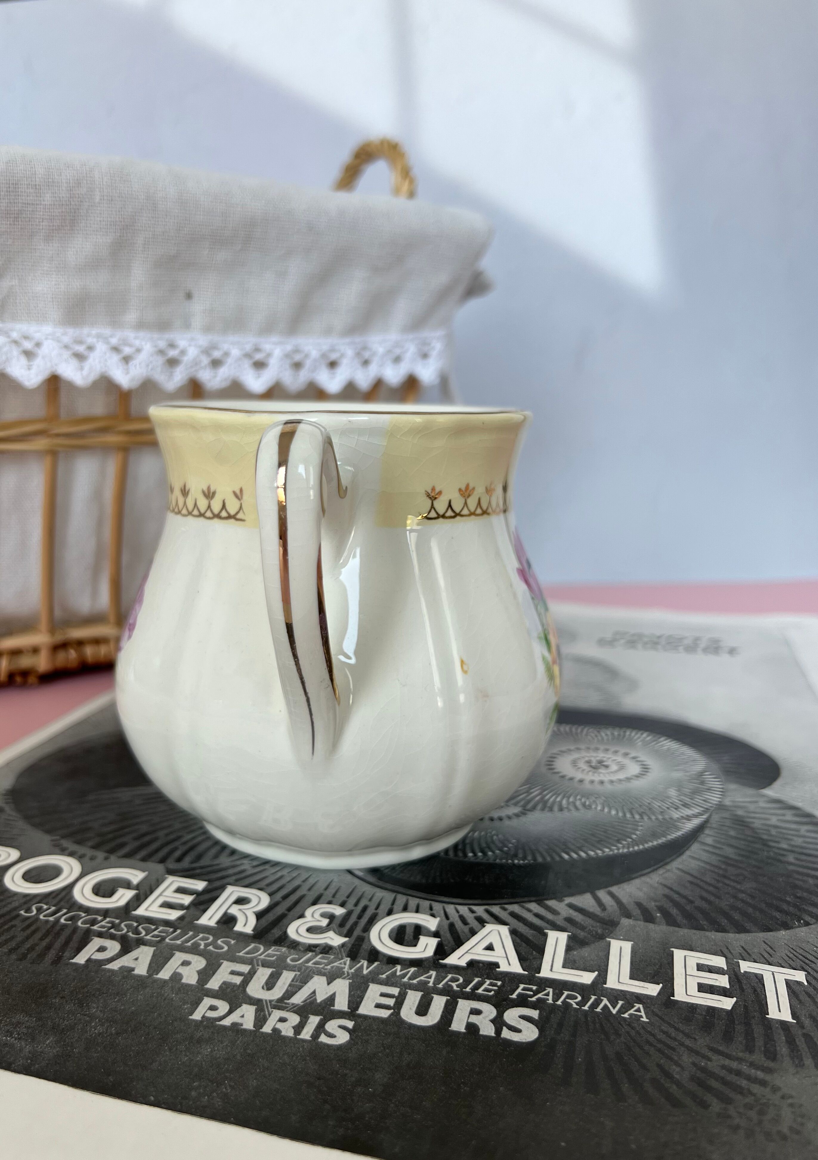 Sugar double handles porcelain the Amandinoise model Coopélia