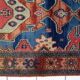 Vintage 1950s German tribal style wool rug, geometric medallion, 84cm x 180cm