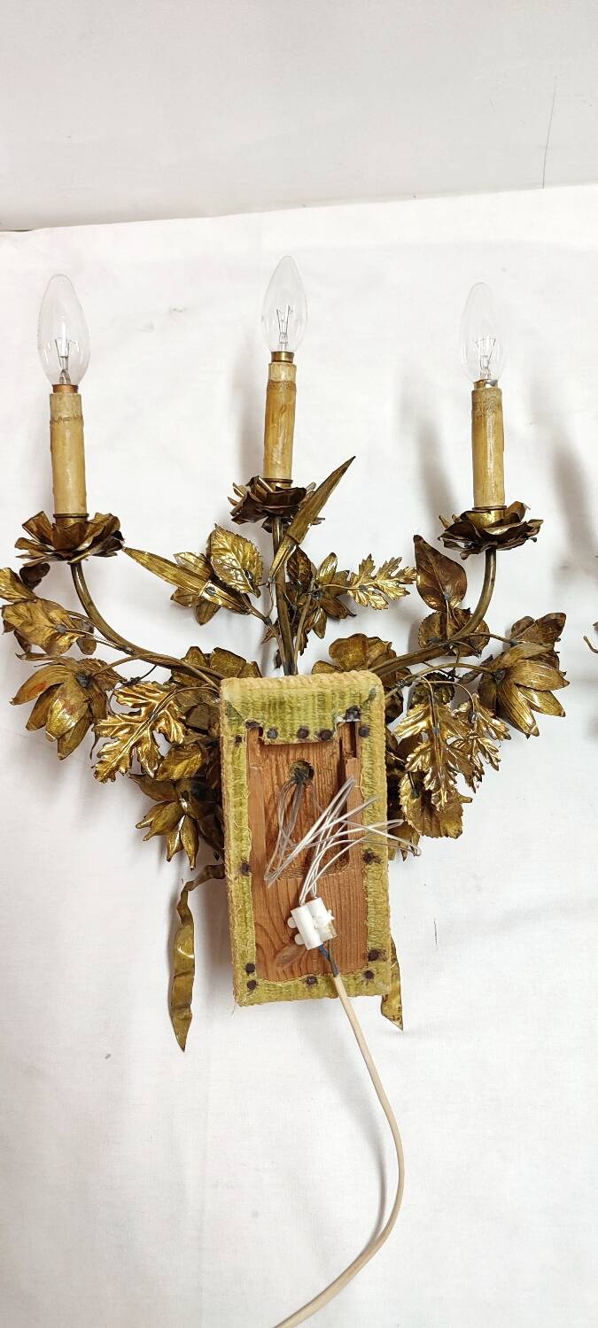 Pair of brass appliques. France, 1960s.