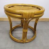 Vintage old rattan pouf