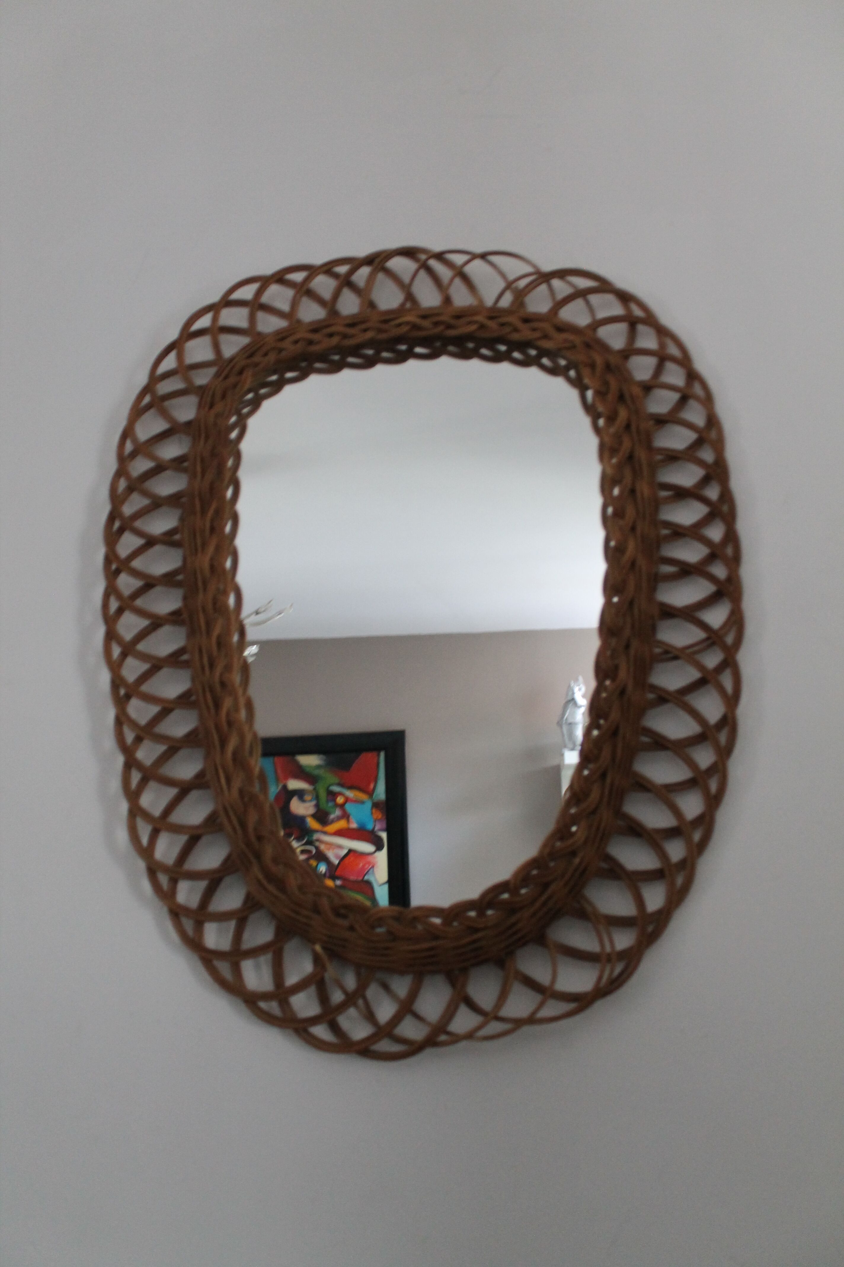 Vintage rattan mirror 66x51cm