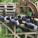 Set of black industrial lamps from the 1970s