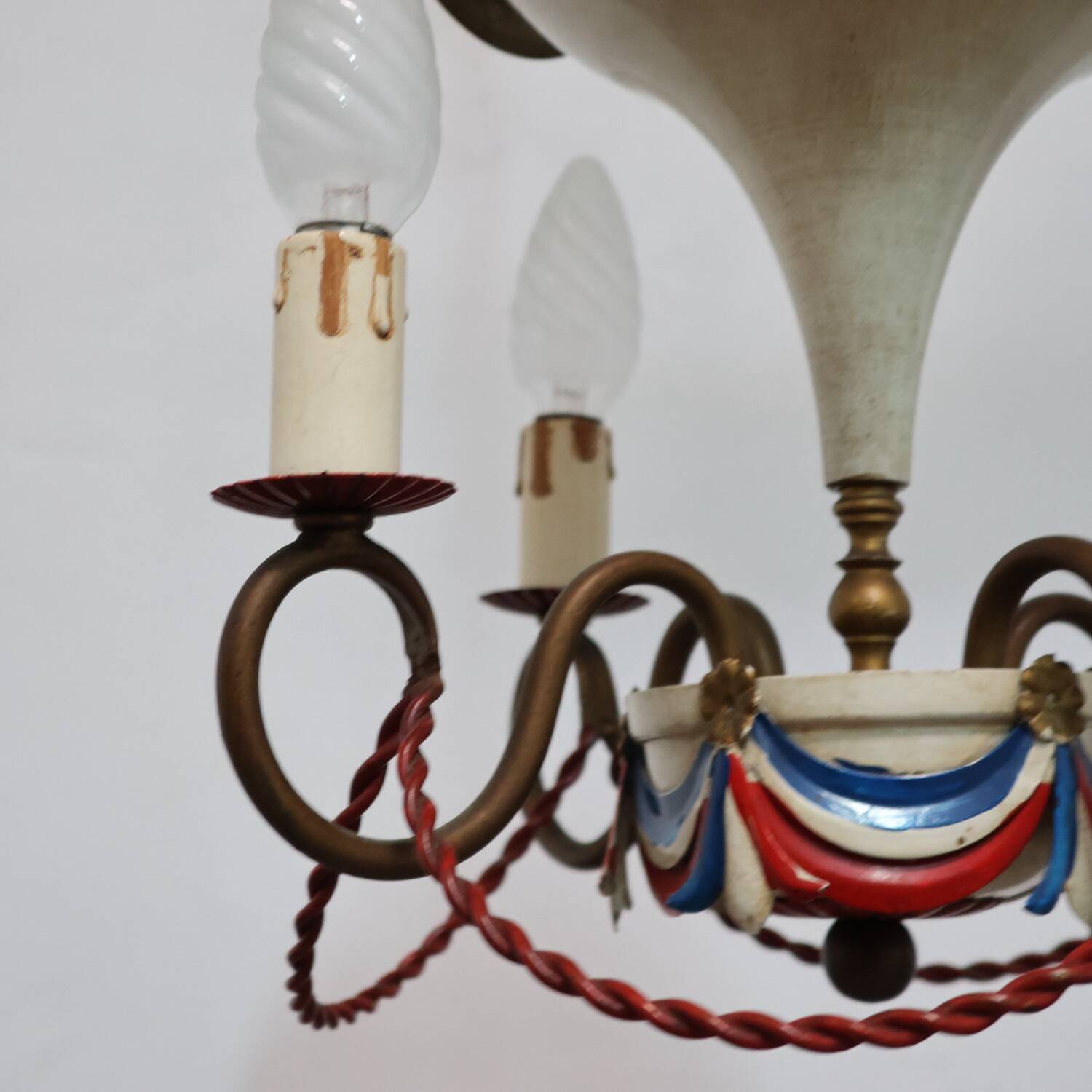 French Style Balloon Toleware Chandelier from the 1950s