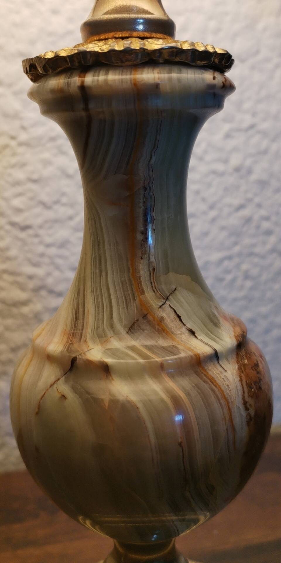 Lampe de table vintage en onyx et laiton, Italie