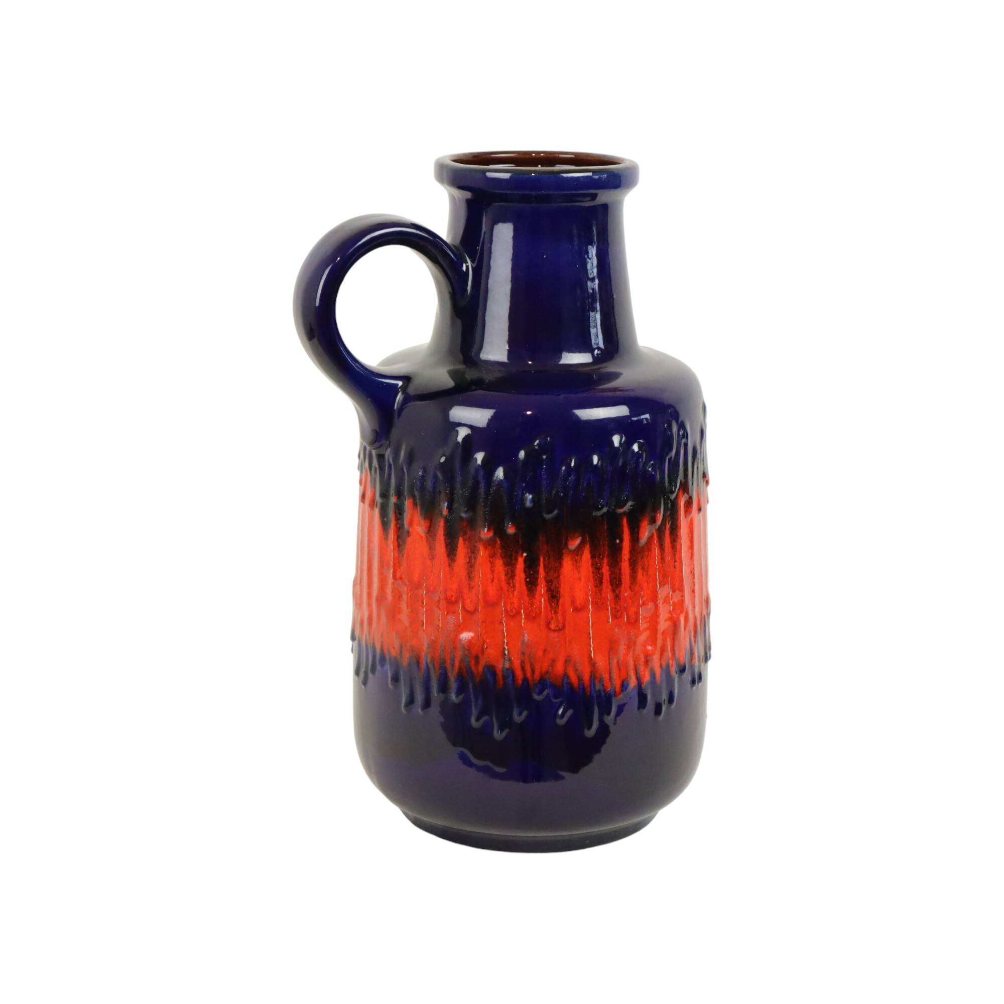 Vintage West Germany Pottery Scheurich Blue Orange Fat Lava 408-40