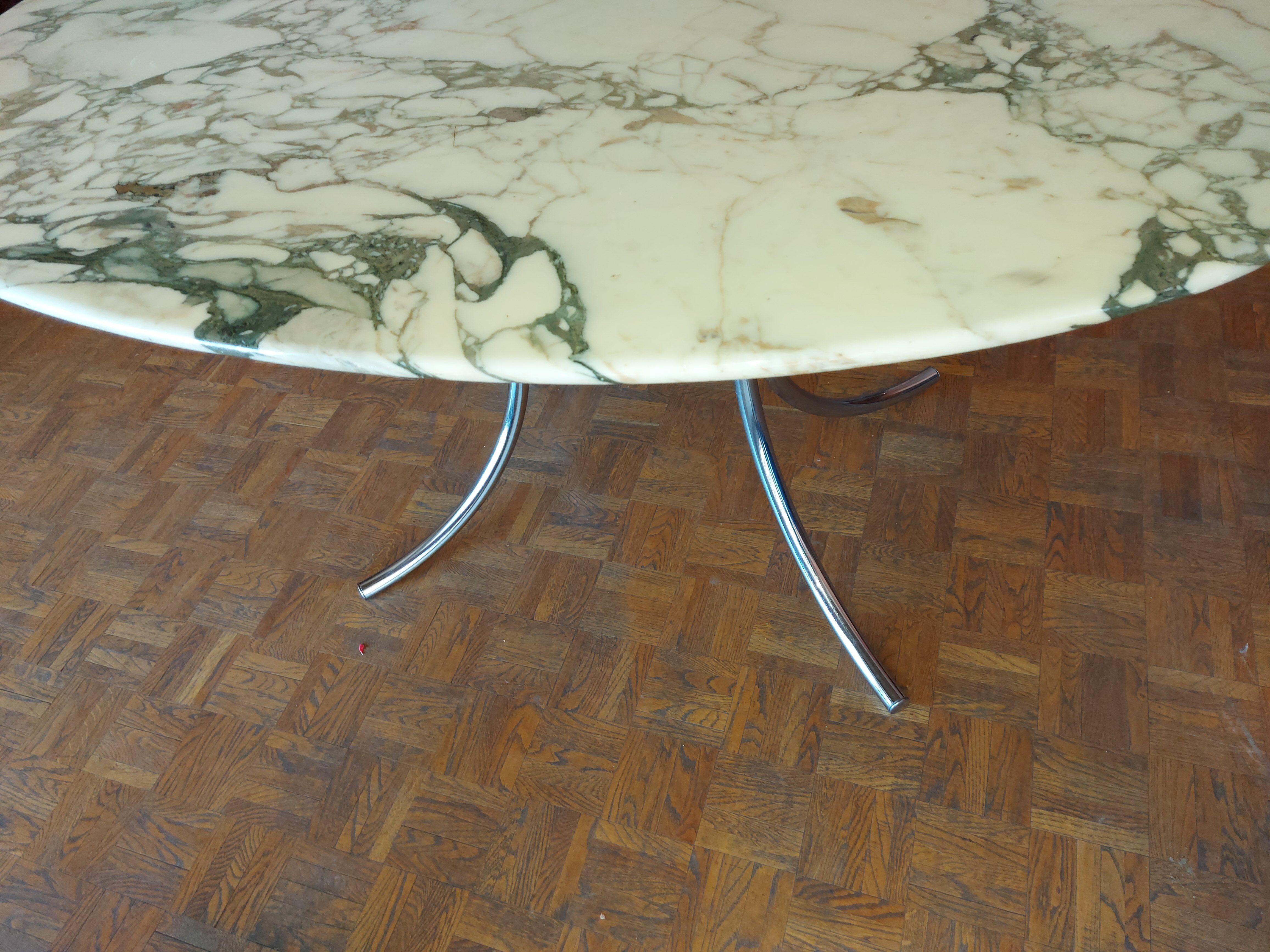 Large dining table in vintage marble 70'S Roche and Bobois