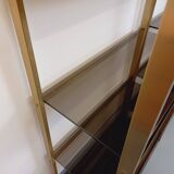 Artelano vintage bookcase shelves in gold metal smoked glass from the 70s