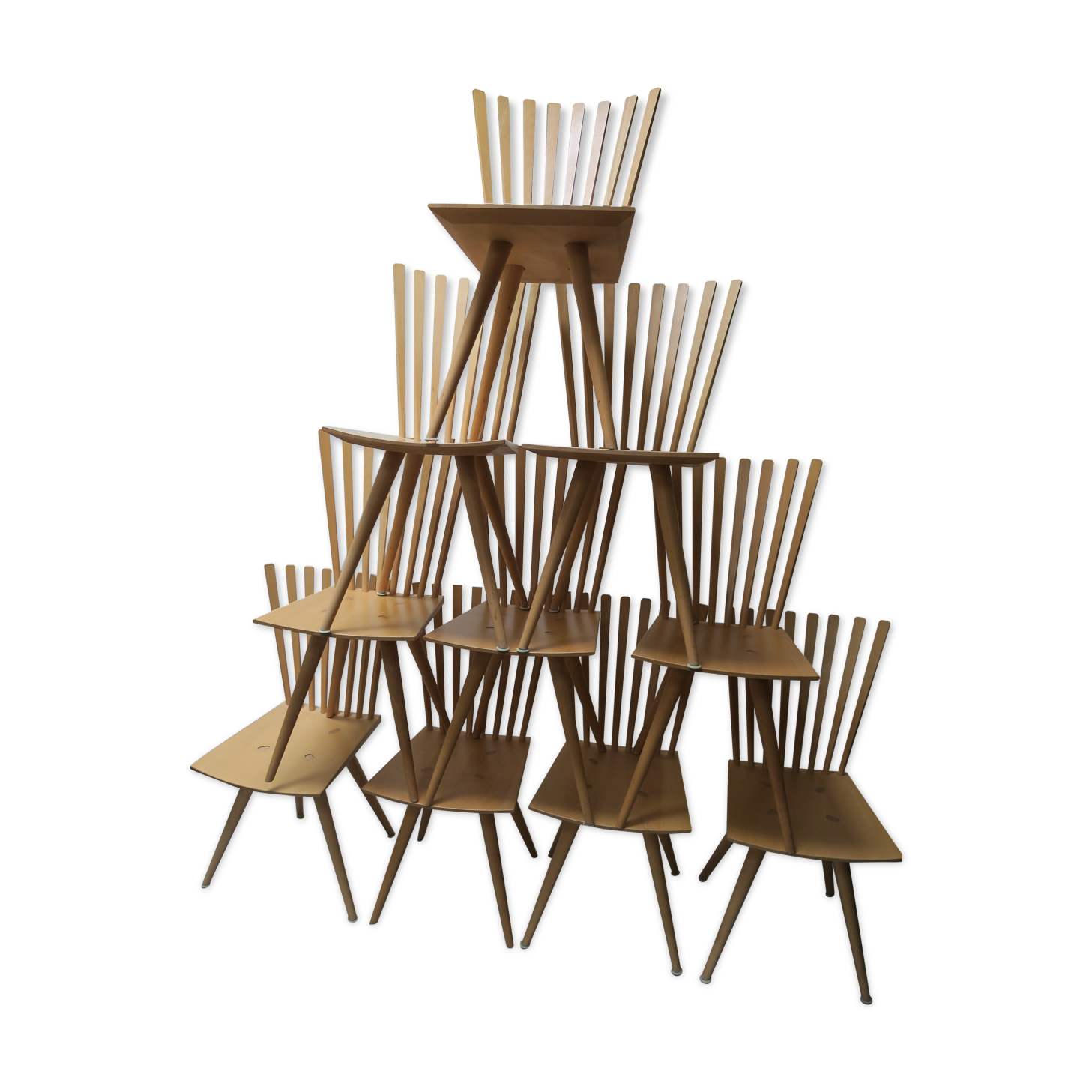 Mikado Chairs by Johannes Foersom and Peter Hiort-Lorenzen for Fredericia, 1990s, Set of 10