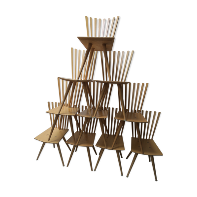 10 chaises Mikado par Johannes Foersom et Peter Hiort-Lorenzen pour Fredericia, années 1990, Set de 10