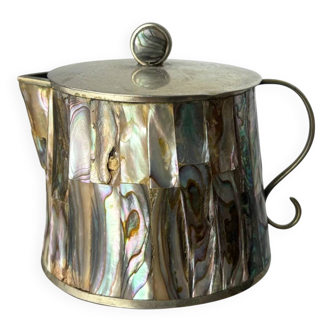 Abalone shell & alpaca jar, Mexico, 1970s