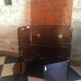 Vintage HI-FI cabinet in smoked plexiglass, Circa 1970