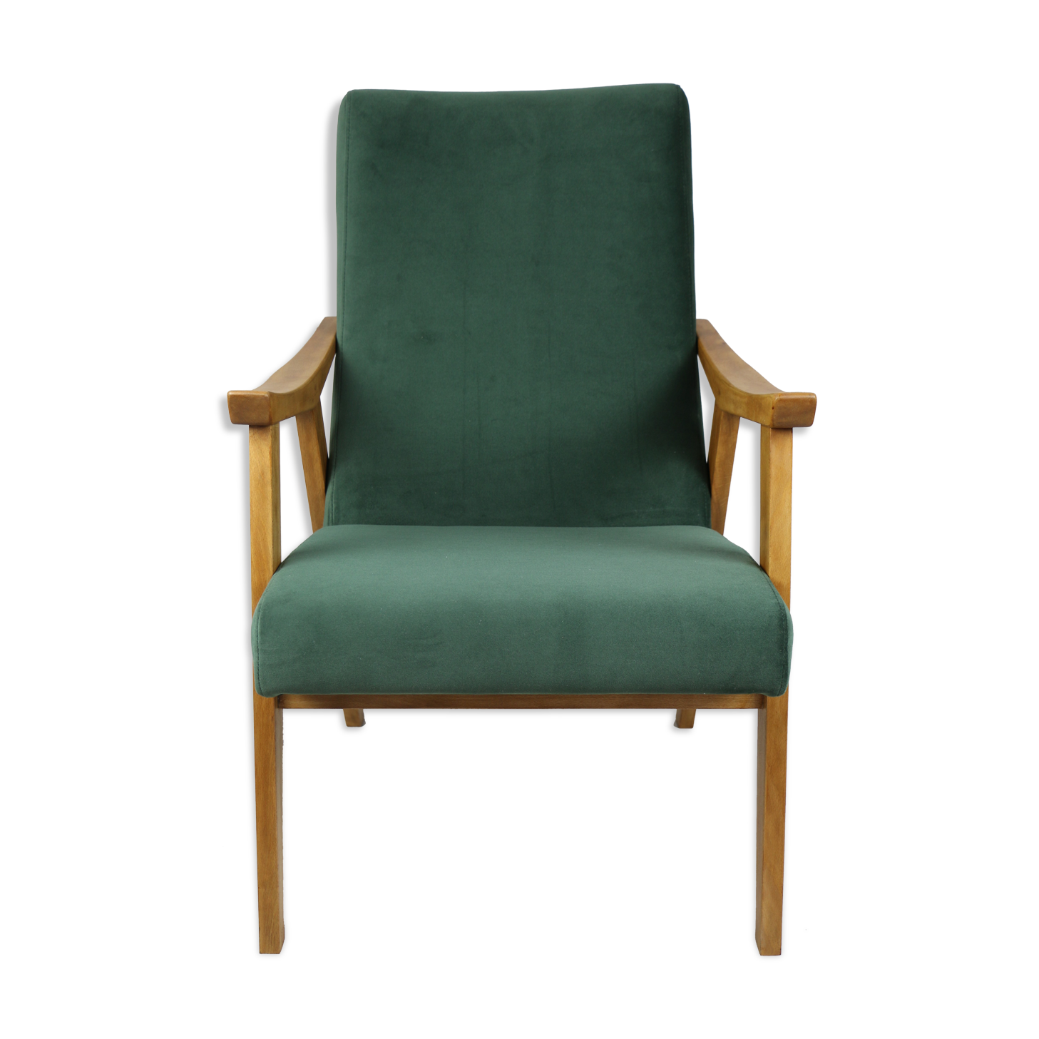 Vintage Velvet Green Armchair  1970s