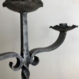 Pair of wrought iron candlesticks