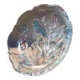 Bol sur pied en verre Mikasa avec tulipes roses et bleues