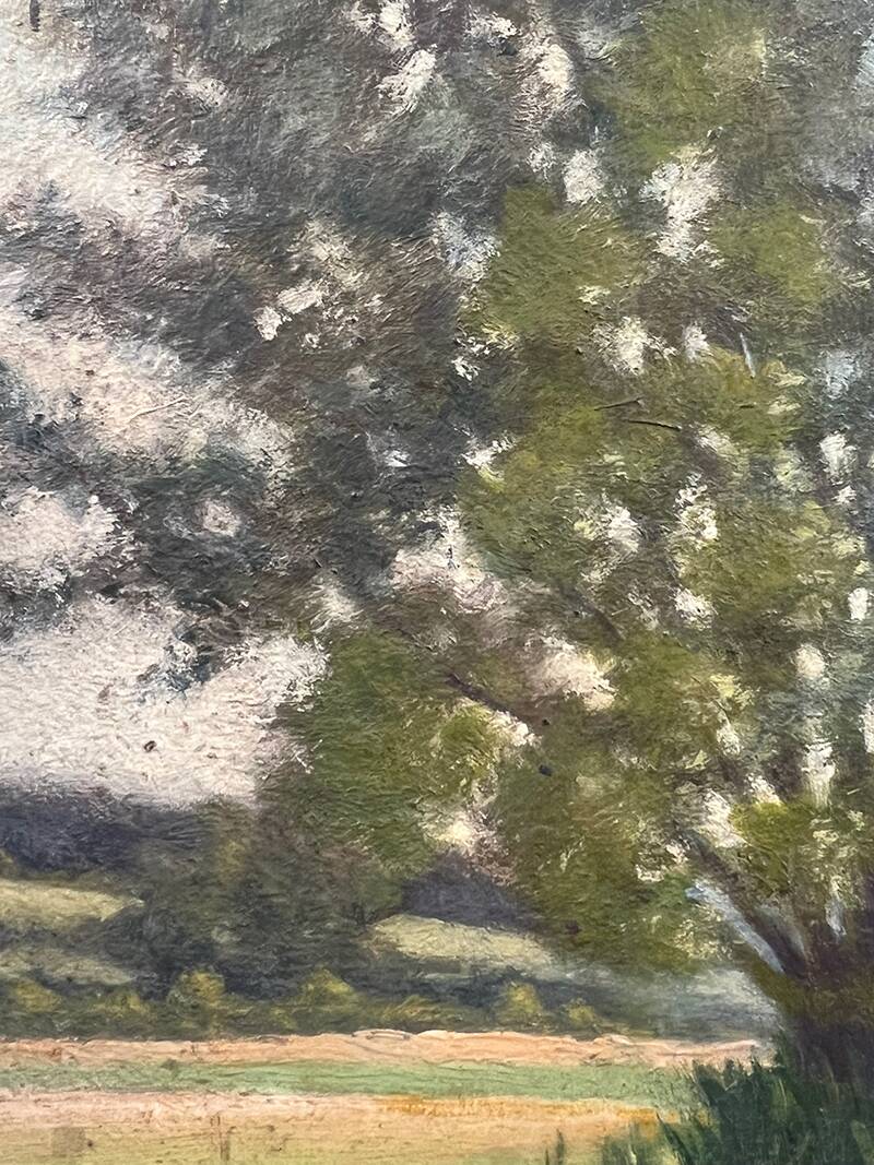 Painting "Trees on the edge of a pond", A.Beauvarlet, Oil on wood