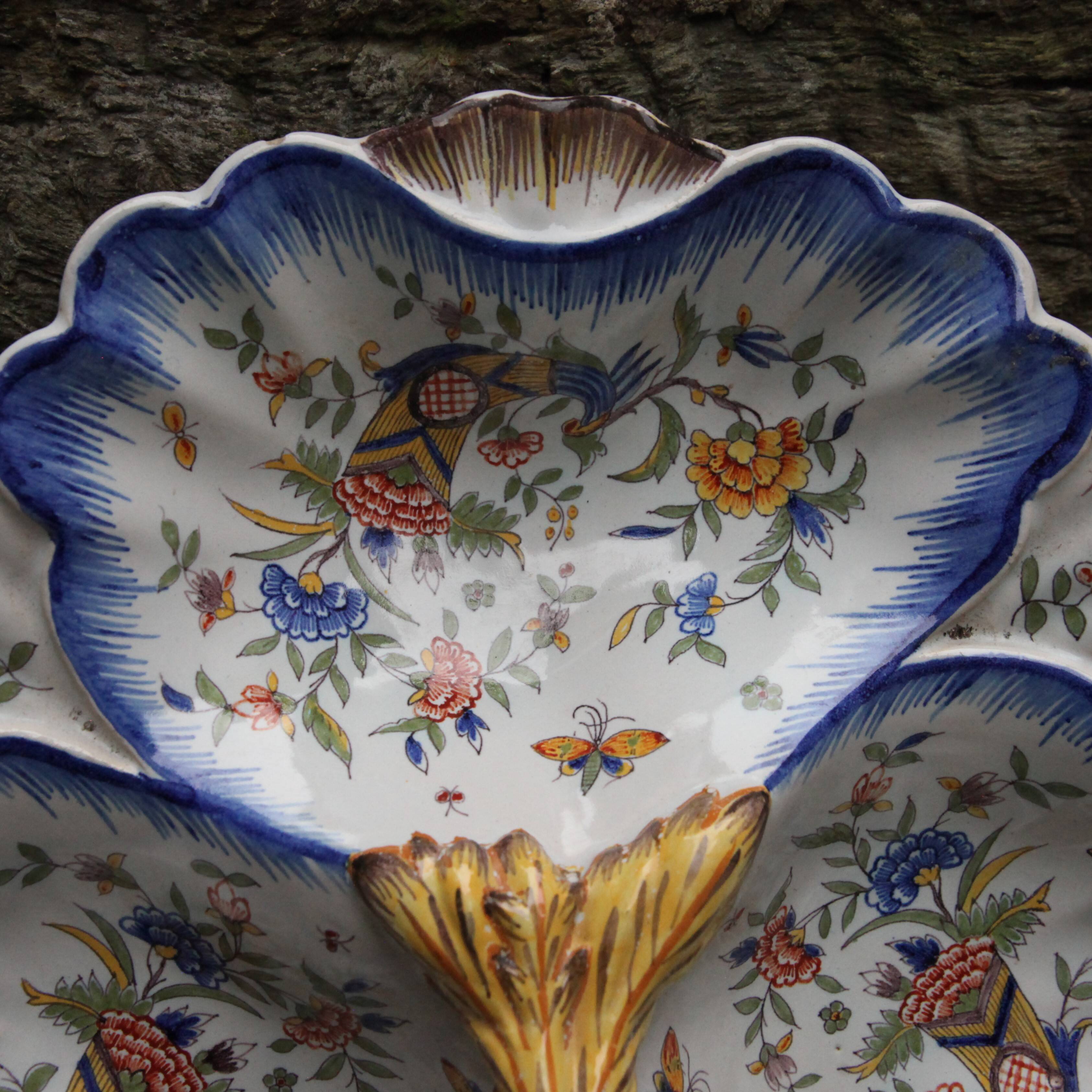 Rouen earthenware hors d'oeuvre dish