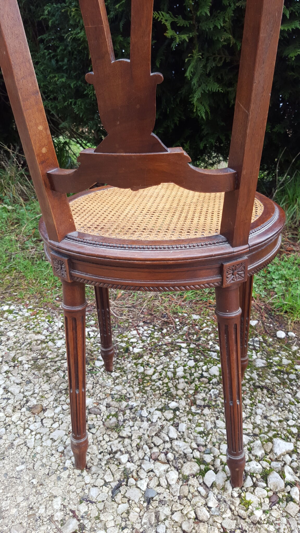 Pair of Louis XVI style walnut chairs