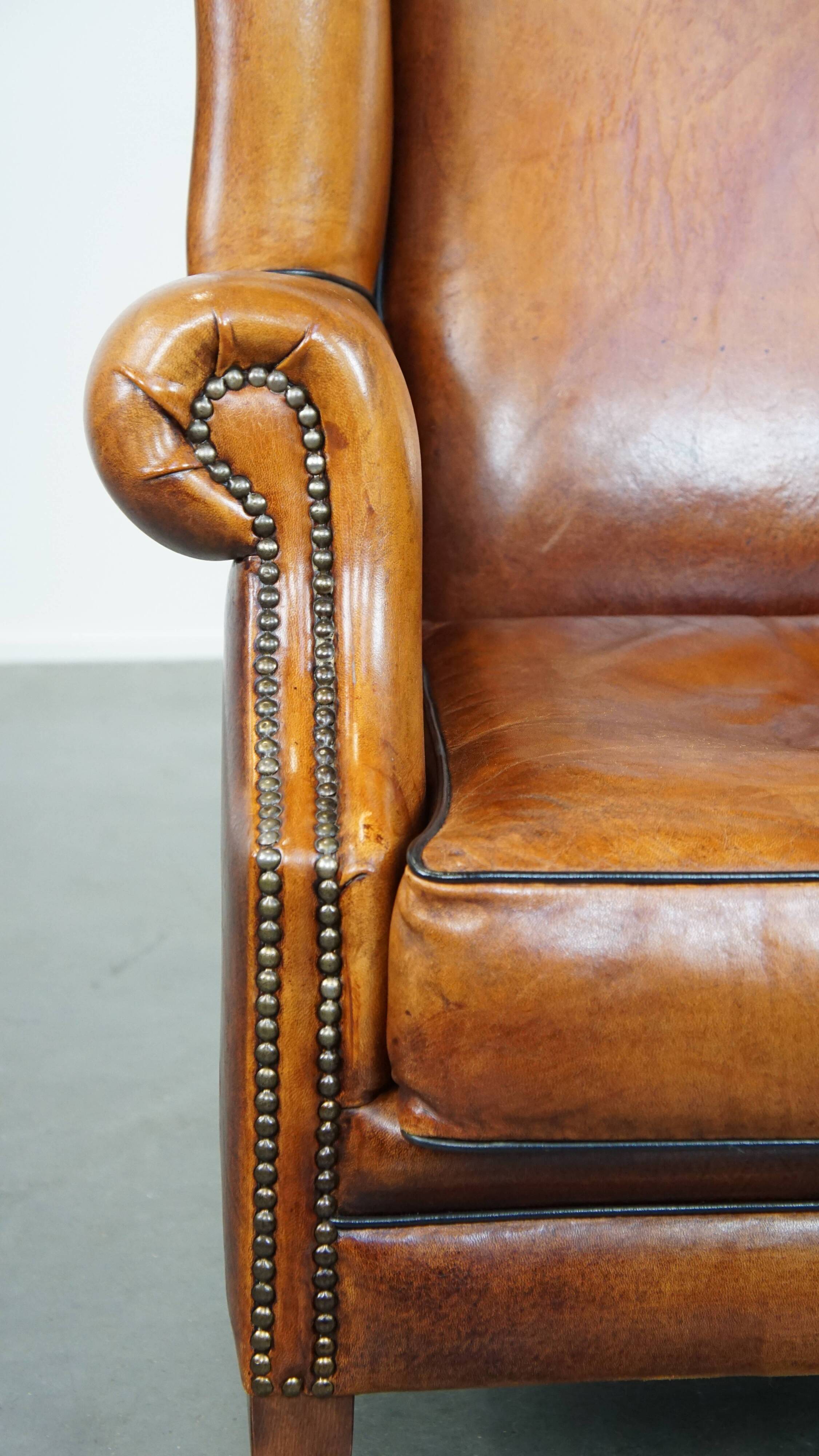 Sheep leather wingback chair