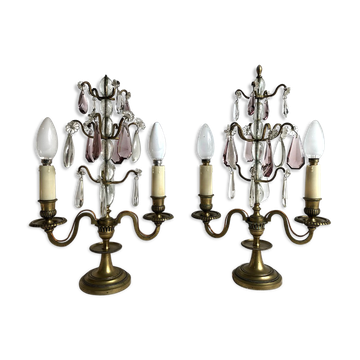 Pair of brass girandoles