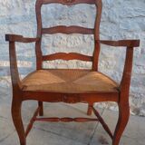 Mulched armchair with louis XV style headbands in solid wood