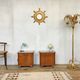Pair of night tables feet compass bedside end of vintage sofa old 1950 1960 retro