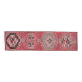 Tapis vintage turc Oushak fait main en laine et coton rose, années 1970