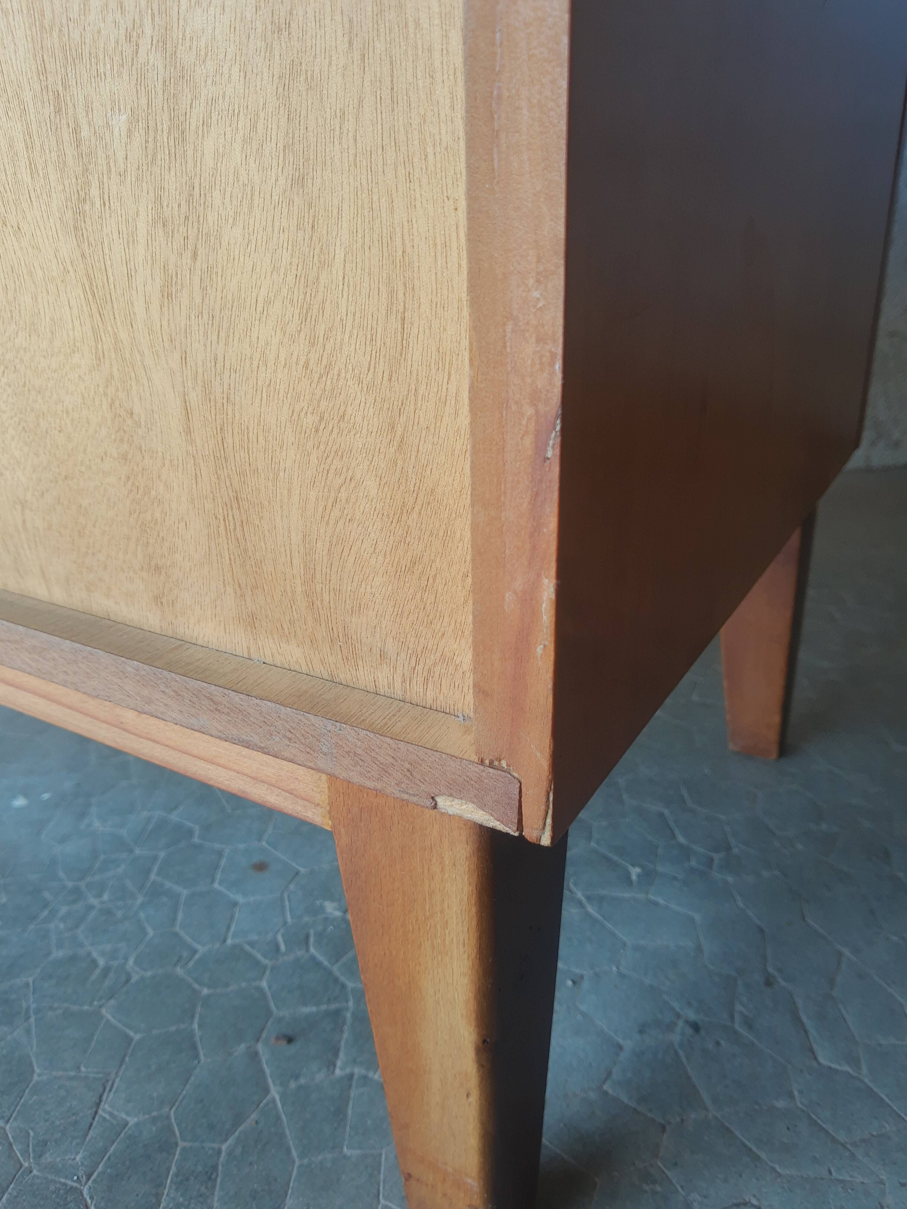 Vintage 70s light wood bedside table