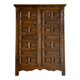 Spanish brutalist cabinet in solid oak, 1940s