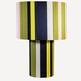 Lampe en fils de coton bleu marine, vert olive et jaune, "L'Elégante"
