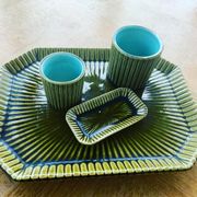 Service slurry art deco composed of a Tray, two pots and a small old and collector's dish