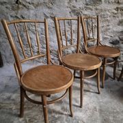 Set of 6 Fischel bentwood bistro chairs, Czechoslovakia, circa 1930–1950.