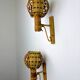 Pair of mid-century rattan wall sconces, Italy 1970s