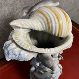 Vintage porcelain dolphin and shell vase circa 1960