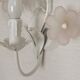 French vintage white metal double wall light with pink glass flowers 5438.