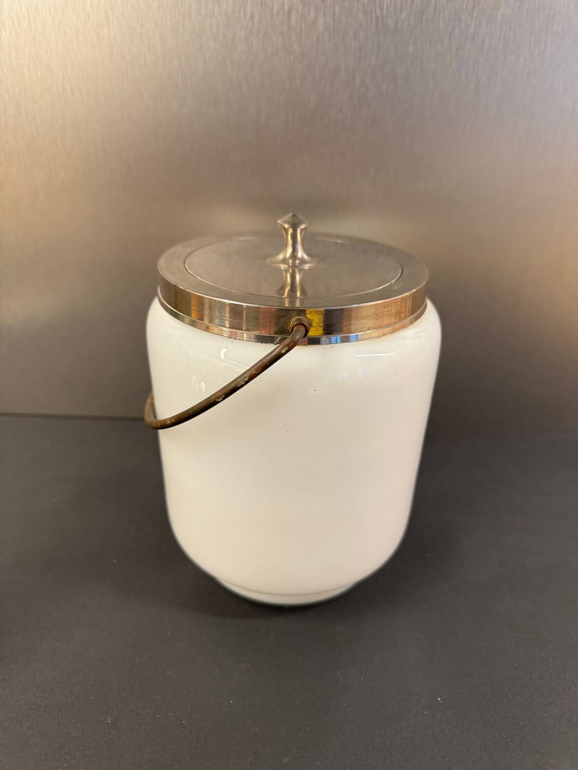 Antique white opaline glass candy dish, early 20th century