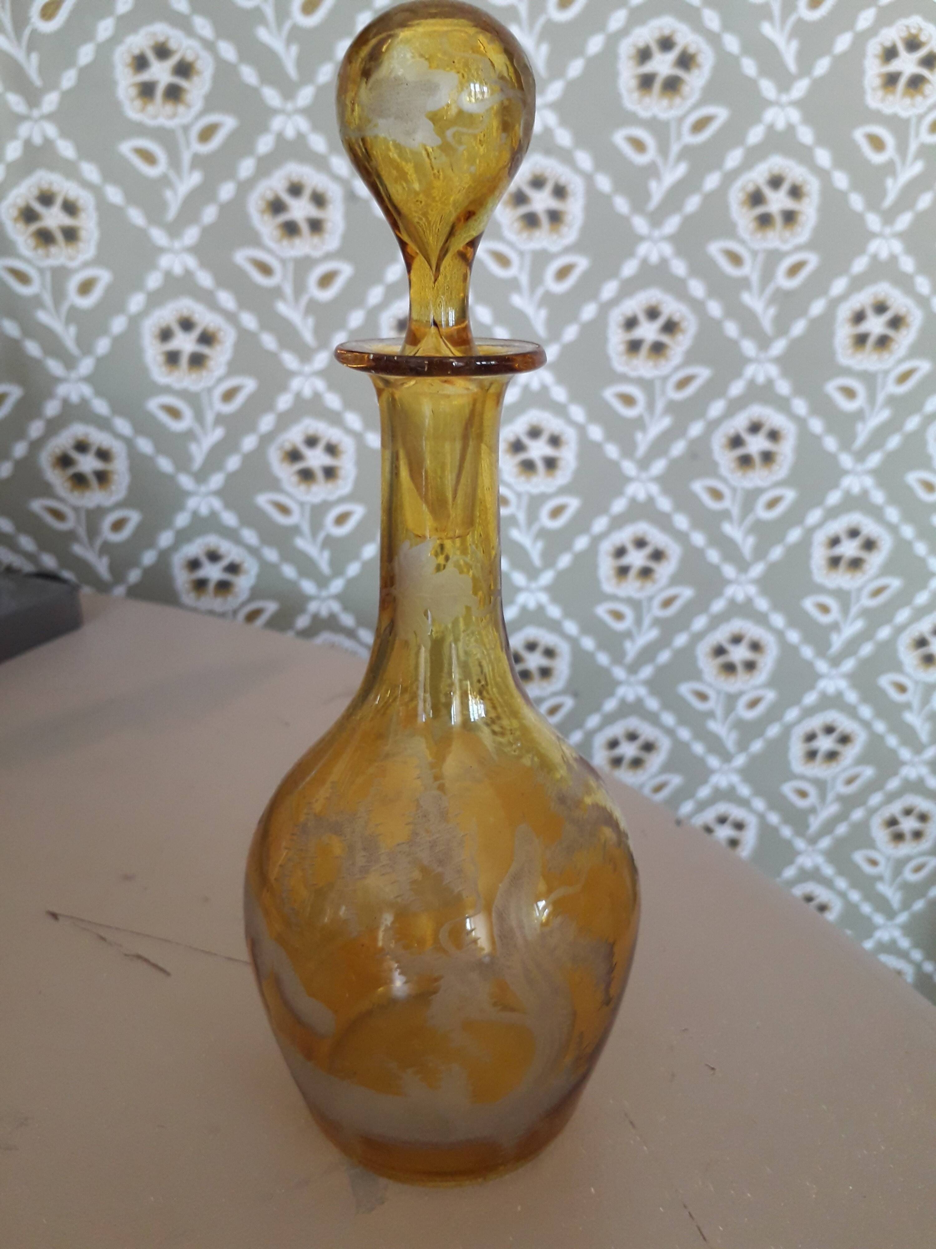 1900 glass carafe with refined decor