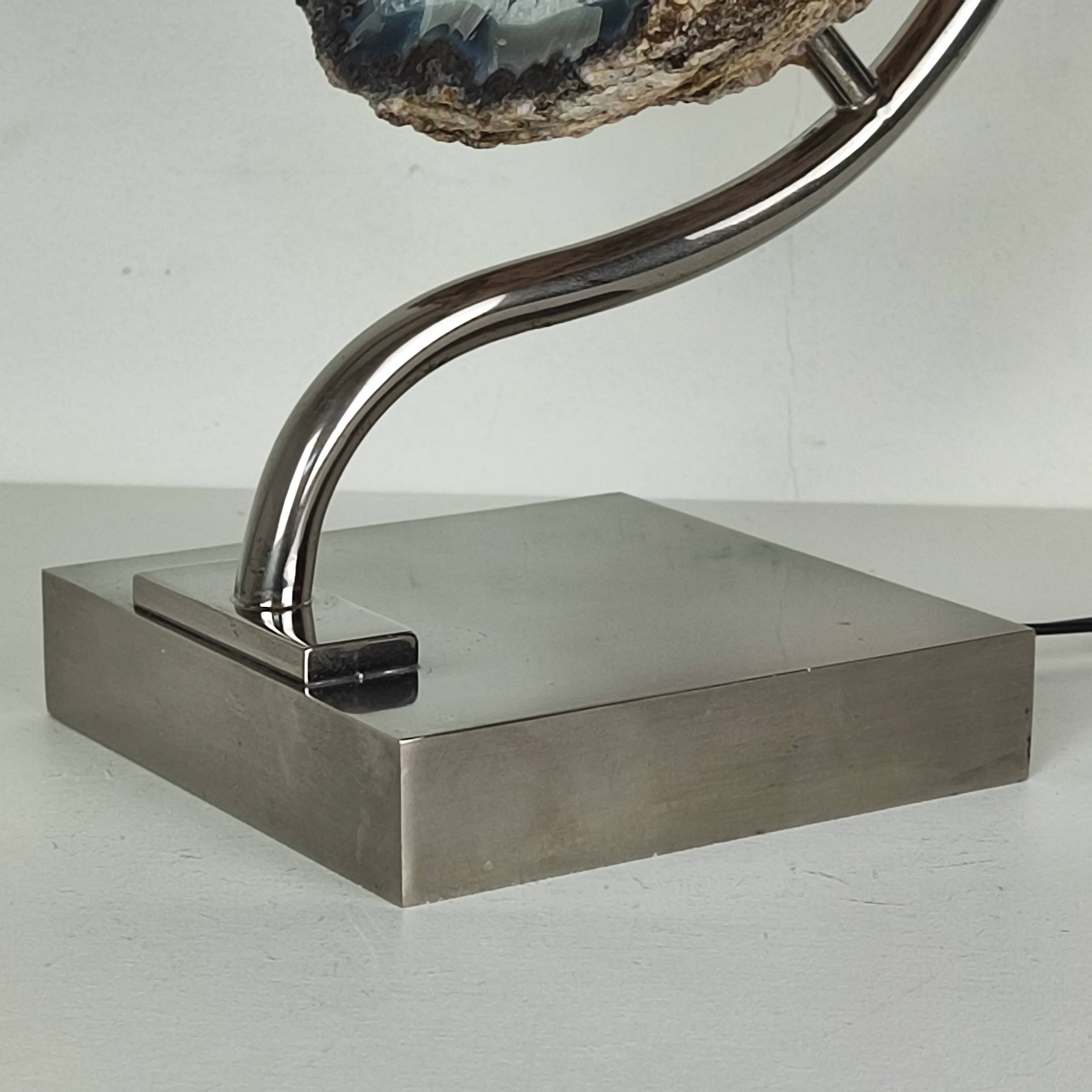 Pied de lampe chrome et améthyste du Brésil