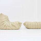 Ensemble canapé Togo Ligne Roset en cuir jaune par Michel Ducaroy pour Ligne Roset