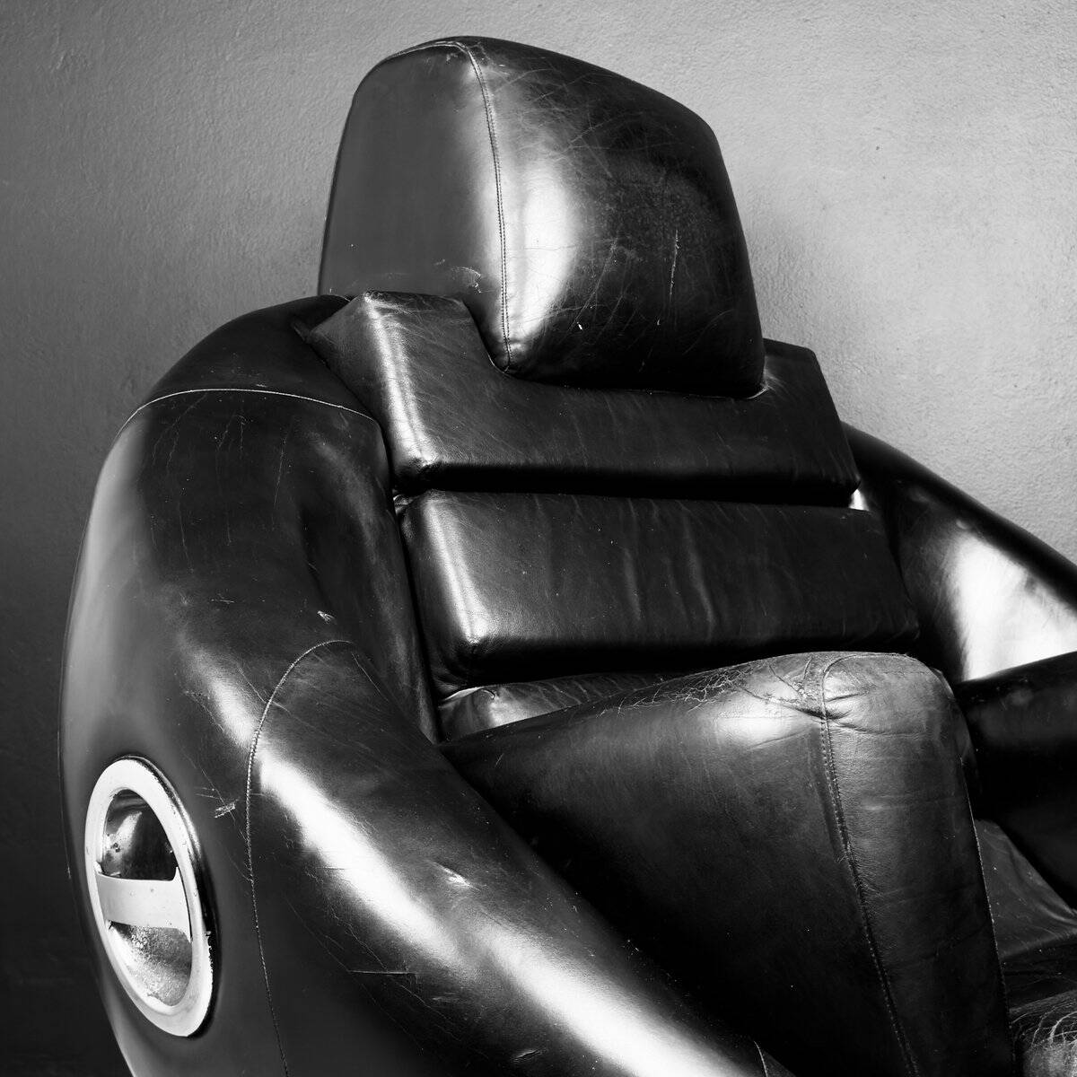 Brutalist black armchair by Boris Krstulović, Yugoslavia, Croatia, 1970s.