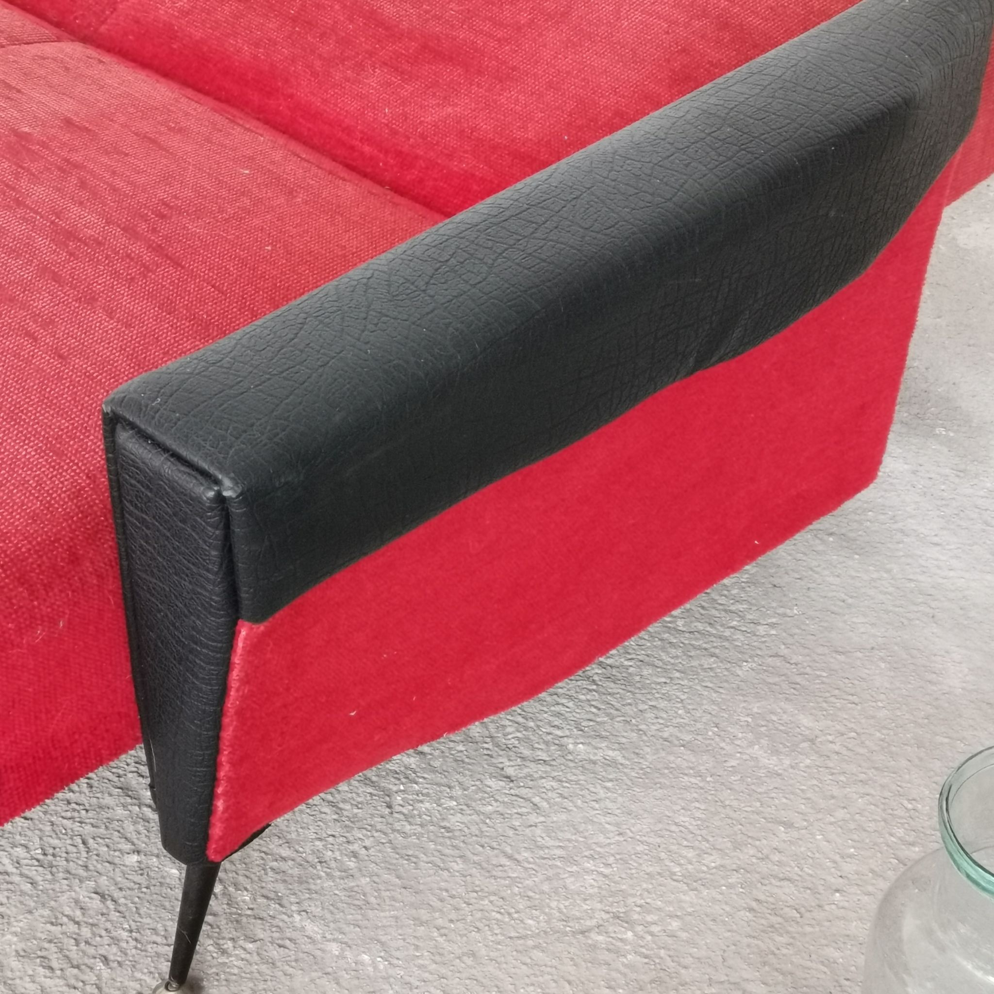 Convertible bench daybed rockabilly red and blakc 50-60s