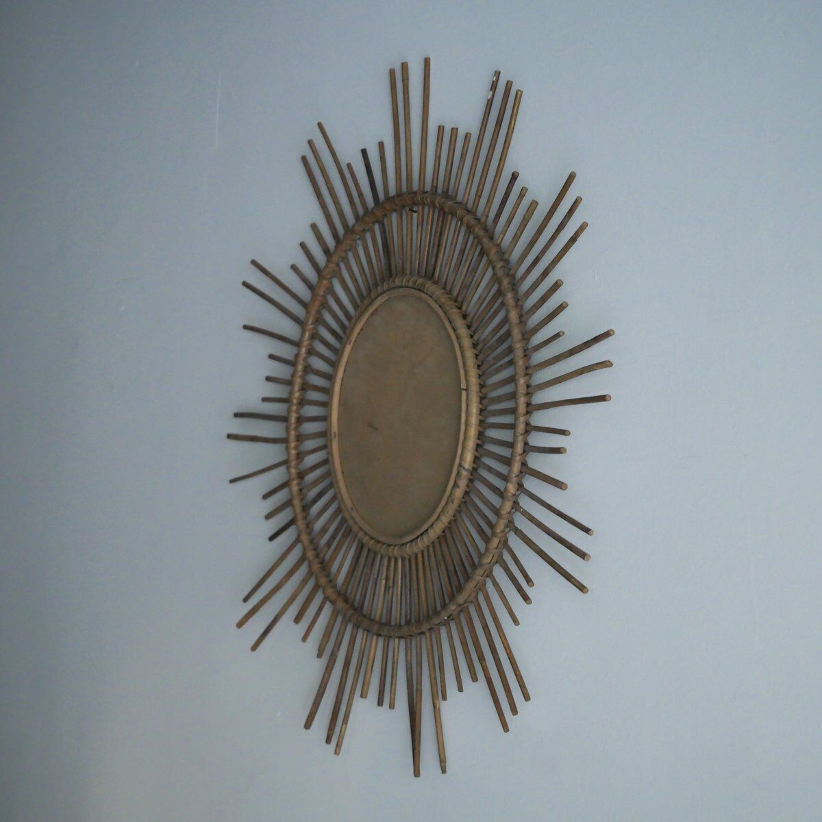 Vintage Sun mirror in wicker, Italy, 1960s