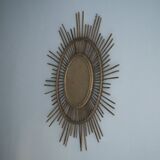 Vintage Sun mirror in wicker, Italy, 1960s