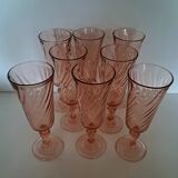 8 Rosaline Luminarc champagne flutes from the 1970s.