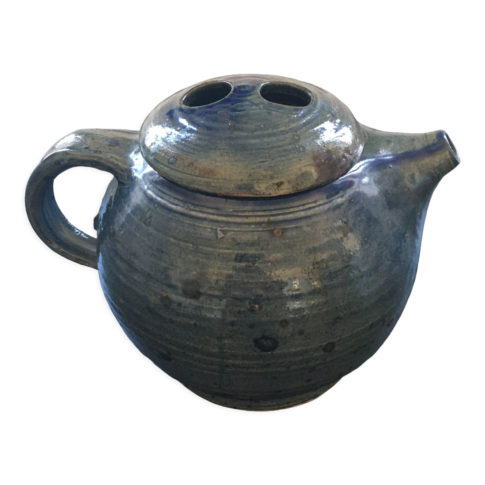 Théière bleue en grès