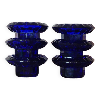 Navy blue candle holders