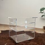 Table roulante design vintage en plexiglas – David Lange, Les Invisibles du