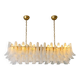 Contemporary Modern Frosted "Selle" Murano Glass Rectangular Chandelier in