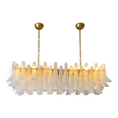 Contemporary Modern Frosted "Selle" Murano Glass Rectangular Chandelier in