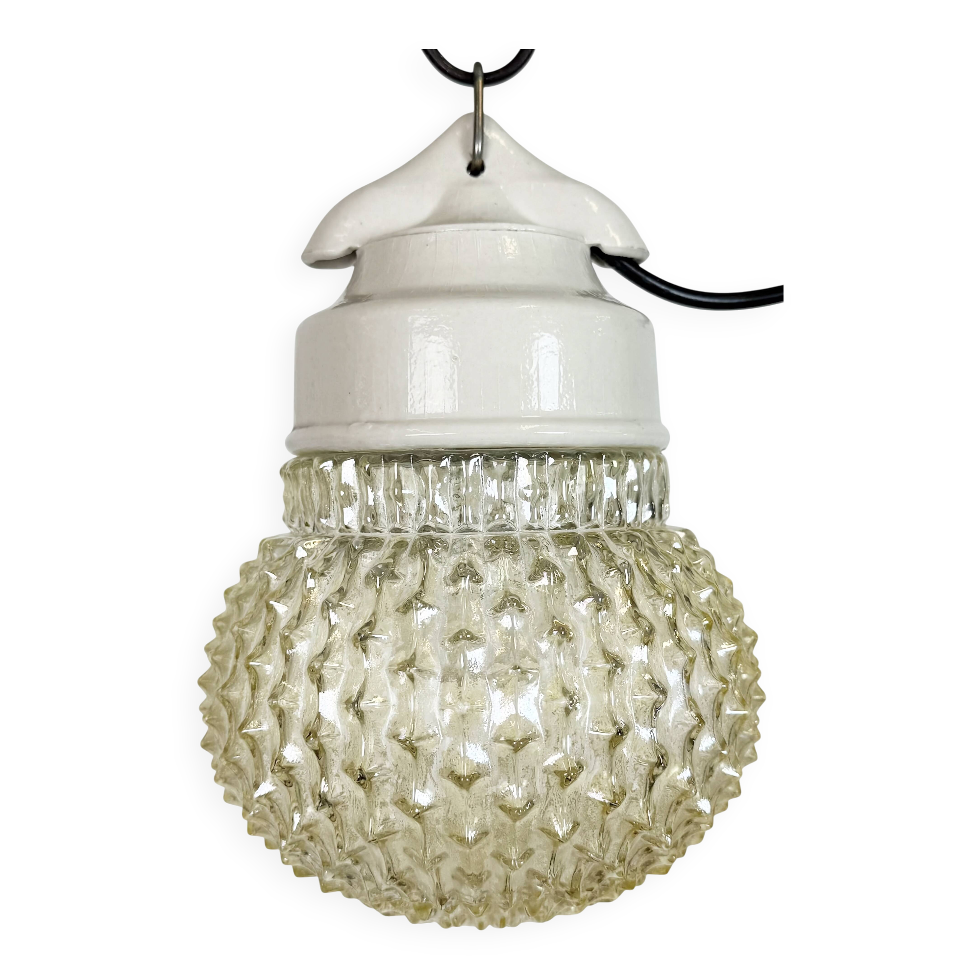 Vintage White Porcelain Pendant Light, 1970s