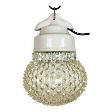 Vintage White Porcelain Pendant Light, 1970s